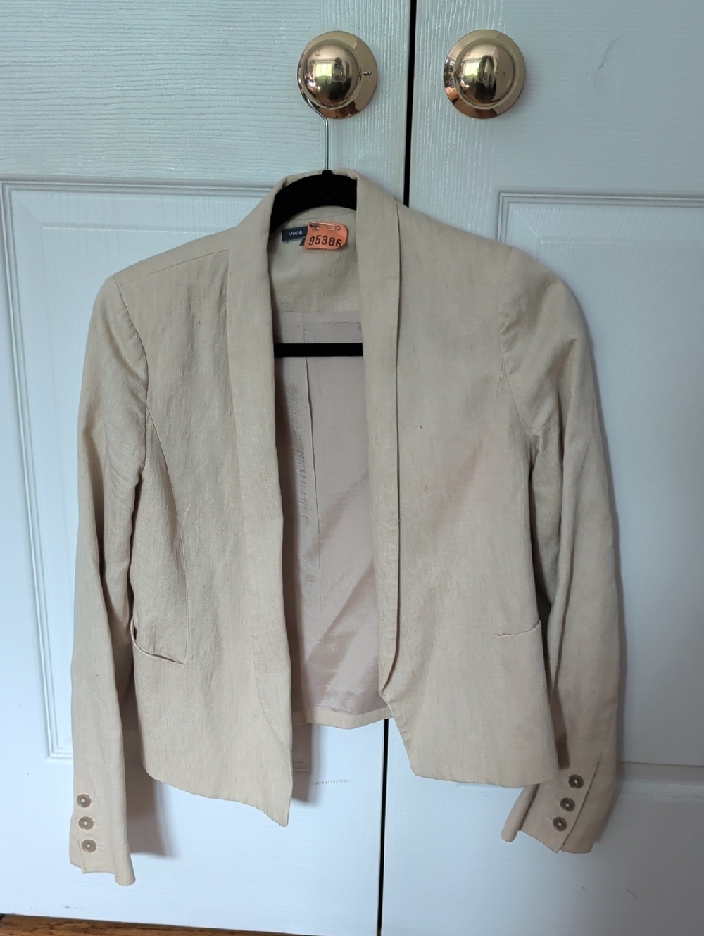 Vince Cream Open-Front Shawl Collar Blazer